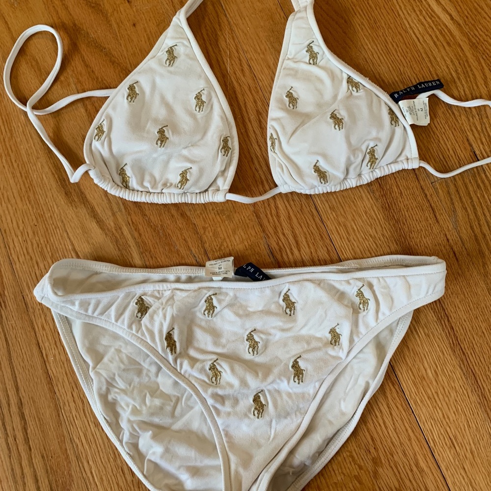 Ralph Lauren White and Gold Bikini